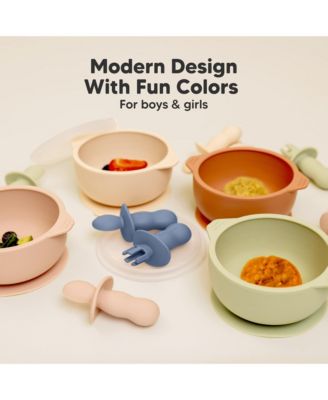 4-Pack Prep Baby Spoons & Forks Set, Self Feeding Baby Utensils 6-18 Months, Silicone BLW Baby Feeding Set, BPA-Free