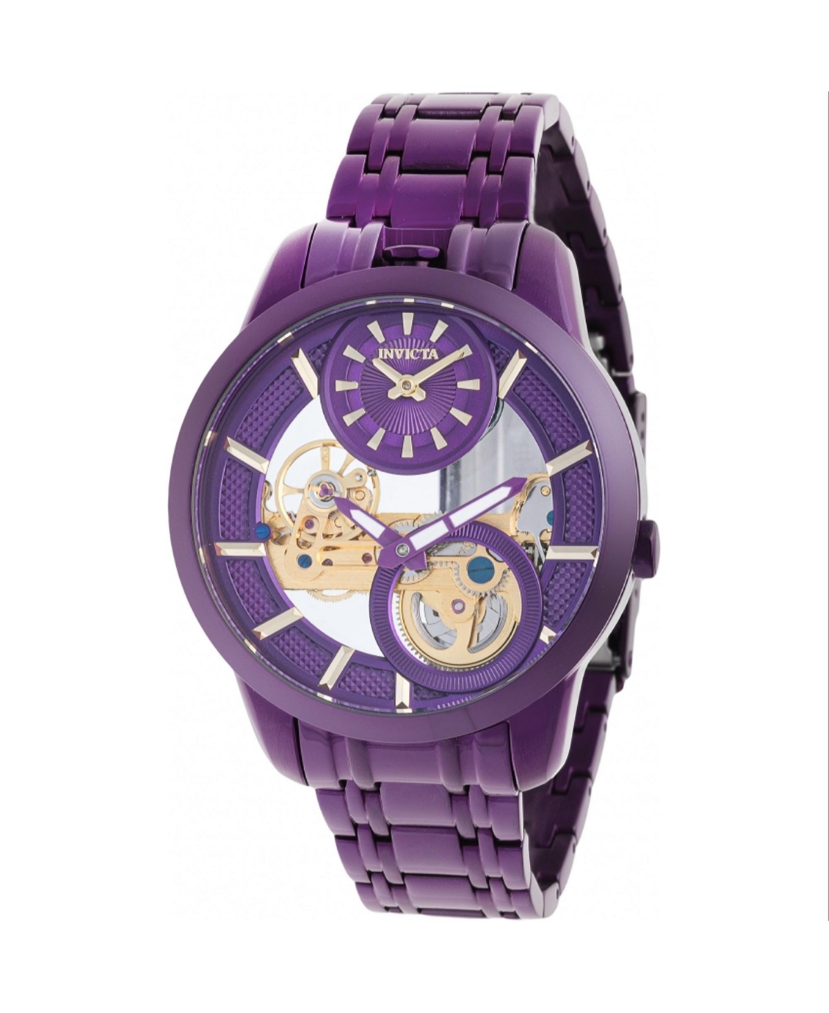 Invicta Men's 44334 Objet D Art Mechanical 2 Hand Gold,Dial Watch - Purple