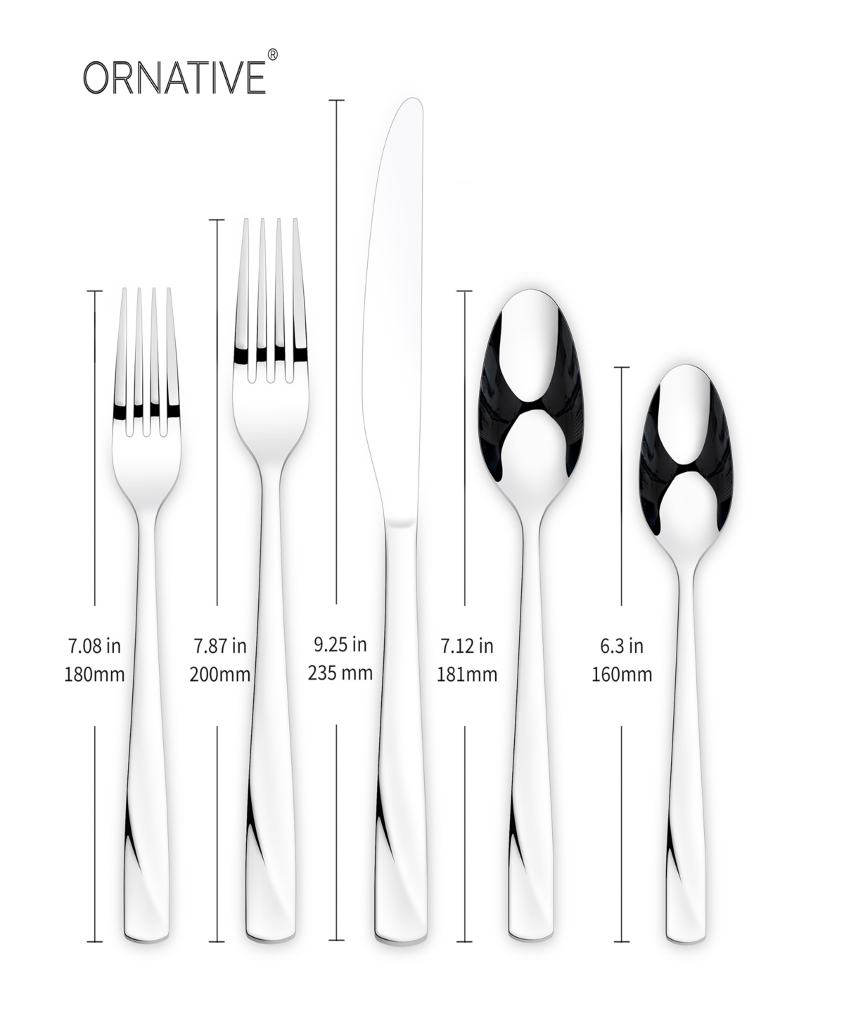 Ornative Rhoda Mirror Service For 8 42 Piece Flatware Set With Wire Caddy In Silver