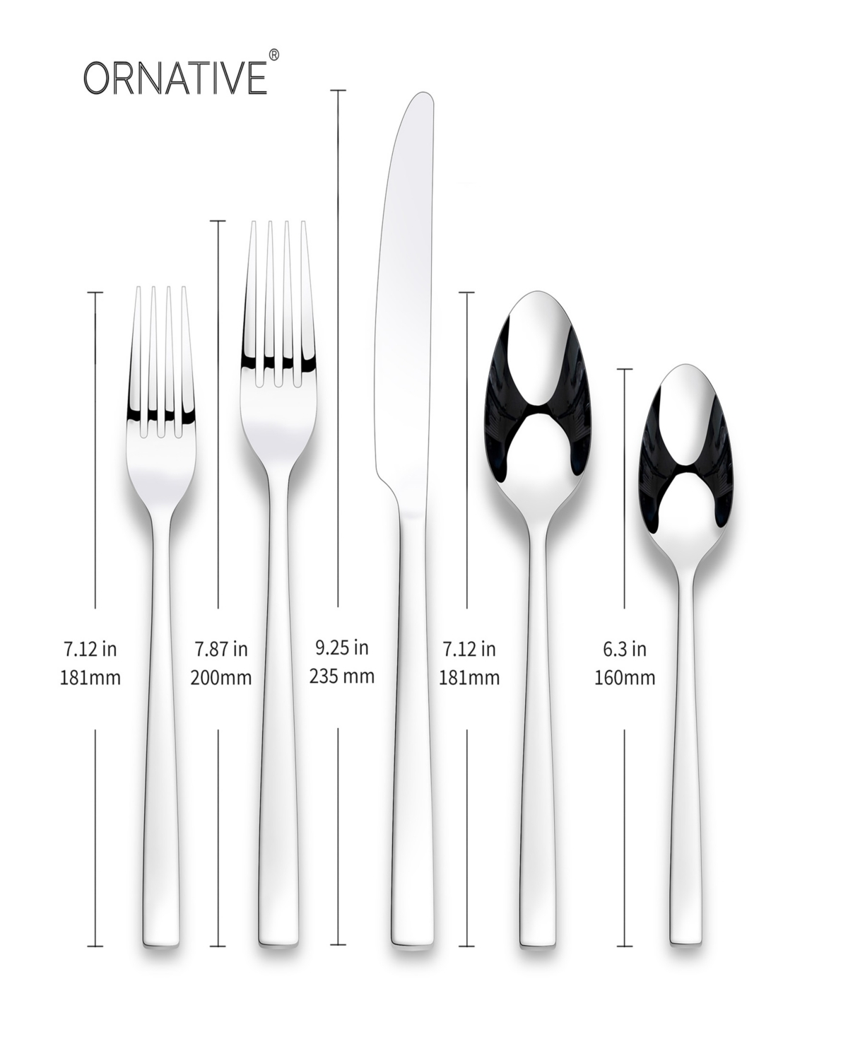Ornative Lola Mirror Service For 4 20 Piece Flatware Set In Silver