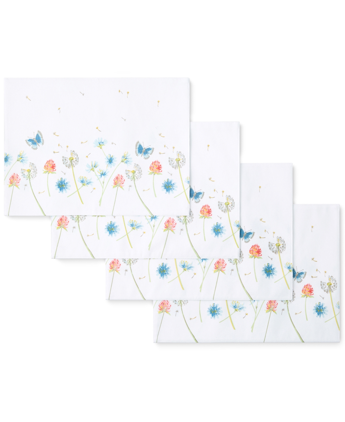 Breezy Floral Placemat 13" x 18, Set of 4 - White/Blue/Pink