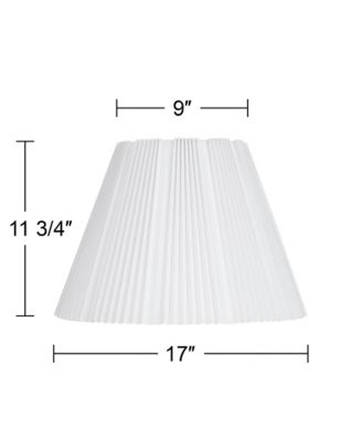 Collection Hardback Knife Pleated Empire Lamp Shade White Large 9" Top x 17" Bottom x 12.25" Slant Spider with Harp and Finial Fitting