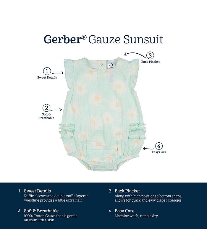 Gerber Baby Girls Gauze Sunsuit Romper Macy's