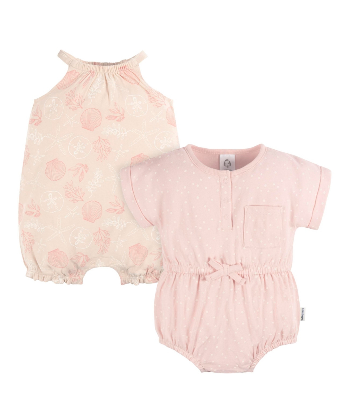 Gerber Baby Girls Baby Sleeveless and Short Sleeve Romper, 2 Pack