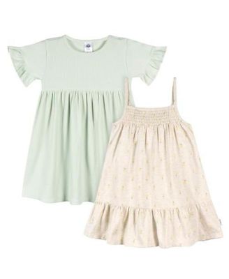 Toddler Girls Short Sleeve and Sleeveless Dress, 2 Pack