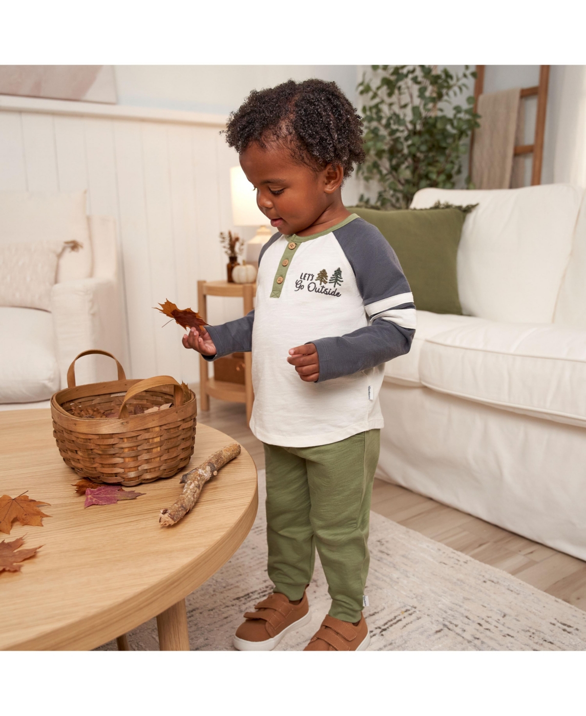 Gerber Toddler Boys Henley Shirt and Joggers, 2-Piece Set