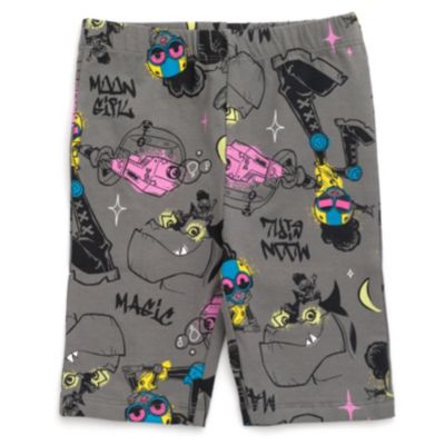 Little Girls Moon Devil Dinosaur Oversized Drop Shoulder T-Shirt and Shorts Outfit Set