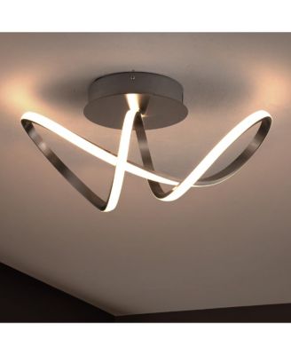 Chantelle 19.5" 1-Light Modern Minimalist Aluminum Loop Integrated LED Semi Flush Mount