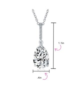 4CT Teardrop Shape Solitaire Cubic Zirconia CZ Prong Set Pendant Necklace Prom .925 Sterling Silver
