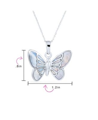 Fine Iridescent Color Changing Rainbow Abalone Shell Inlay Butterfly Pendant Necklace For Women For Teen .925 Sterling Silver With Chain