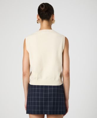 Женский свитер-жилет French Connection Cosysoft с круглым вырезом бежевого цвета 