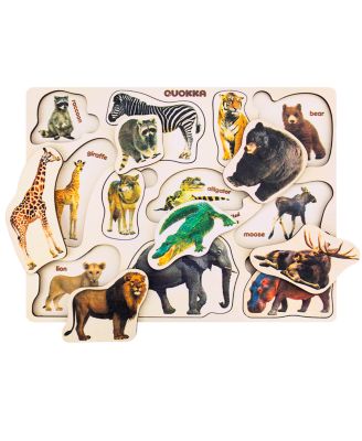 3xSET Wooden Montessori Puzzles for Toddlers 1-3 – Learning Realistic Animals