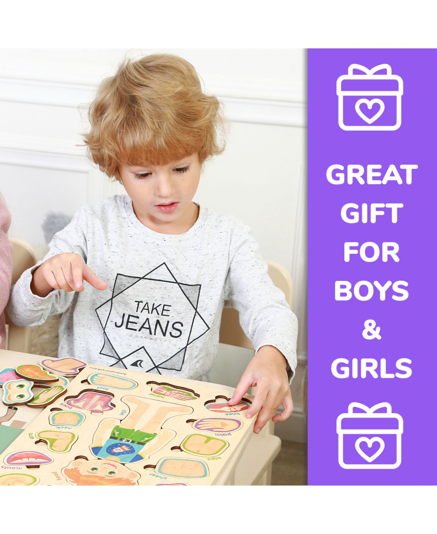 Детские игрушки Quokka Wooden Montessori Human Anatomy 2-Puzzle Set, Ages 4-6 — фото 6