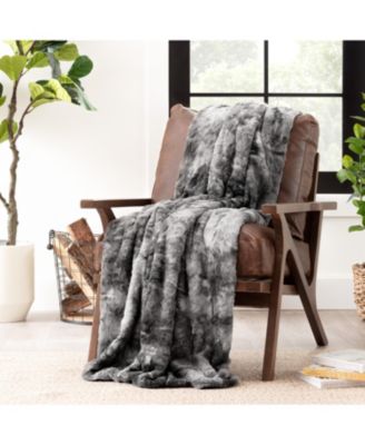 Premium Wolf Faux Fur Throw Blanket - Soft, Fuzzy Sherpa & Minky Throw Blanket - For Bed or Couch - 60" x 70” - Chocolate