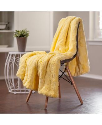 Premium Fuzzy Faux Fur Microfiber Polyester Reversible Throw Blanket, Throw