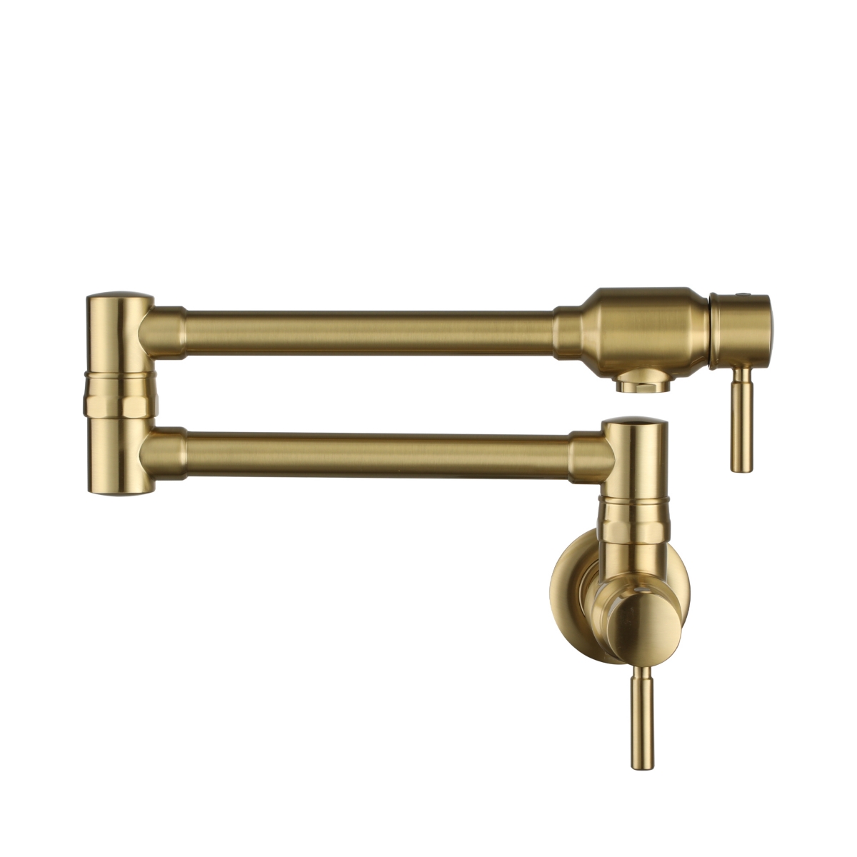 Contemporary Wall Mount Swing Arm Folding Pot Filler Kitchen Faucet - Brushed gold