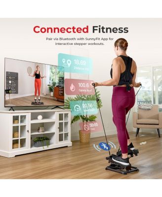 Total Body Smart 2-in-1 Stepper Machine, Total Body Workout, Adjustable Hydraulic, LCD Monitor, Resistance Bands, Non-Slip Pedals with Optional Smart SunnyFit App