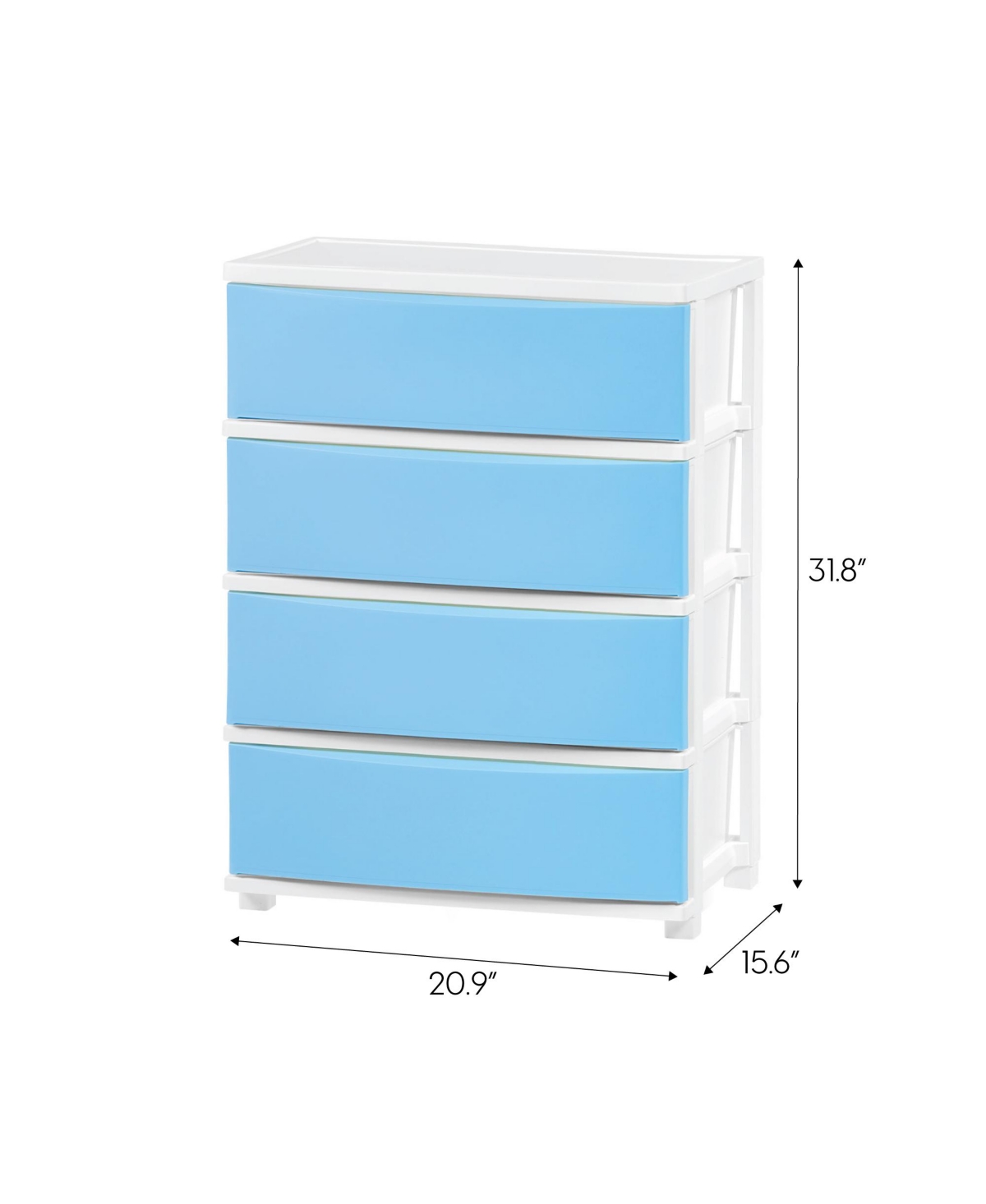 Iris Usa 4 Wide Drawer Storage, Organizer Unit for Bedroom, Closet, Living Room, Nursery, Dorm, White Frame with Matte SoftFront Panels, Set of