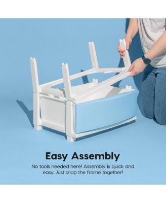 USA 4 Wide Drawer Storage, Organizer Unit for Bedroom, Closet, Living Room, Nursery, Dorm, White Frame with Matte Soft-Blue Front Panels, Set of 1