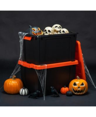 19 Gallon Lockable Storage Totes with Lids, 2 Pack - Orange Lid, Heavy-Duty Durable Stackable Containers, Large Garage Organizing Bins Moving Tubs, Rugged Sturdy Equipment Utility Tool Box