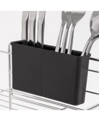 USA 2-tier Medium-sized Dish Rack with Drain Spout, Dish Rack and Drainer, Black