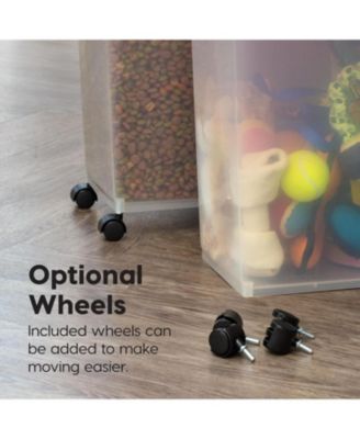 USA 30 Lbs / 33 Qt Airtight Dog Food Storage Container with Attachable Casters, 2 Pack, for Dog Cat Bird and Other Pet Food Storage Bin, Keep Fresh, Easy Mobility, Clear/Black