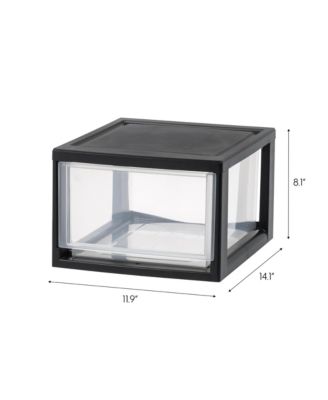 USA 14.5 Qt. Medium Plastic Stacking Drawer, Stackable Storage Organizer Unit with Sliding Drawer for Bedroom Kitchen Under Sink Pantry Craft Room Dorm Office, Black, 3-Pack