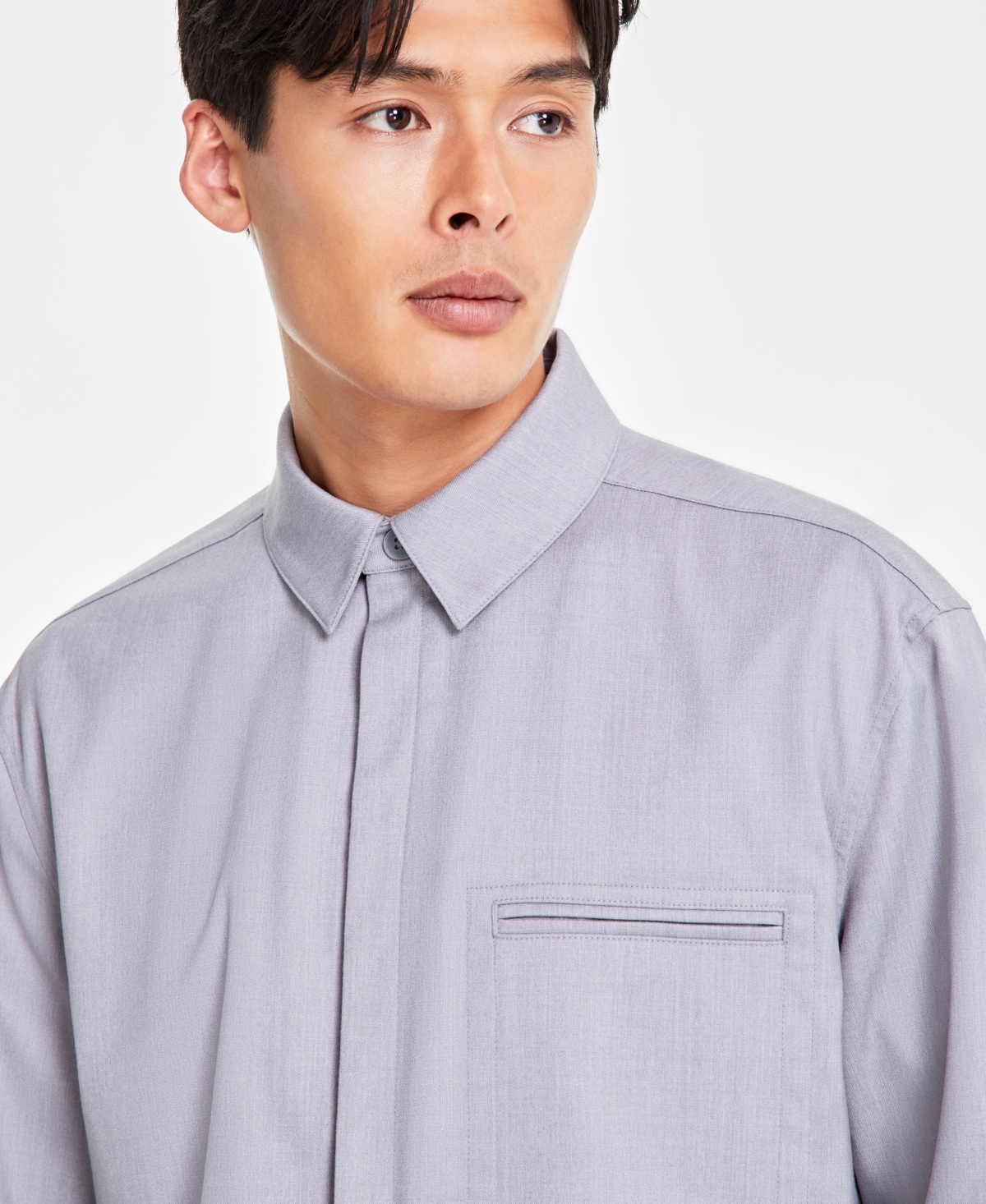 Alfani Men's Clean One Pocket Heathered Shirt Jacket, Created for Macy's