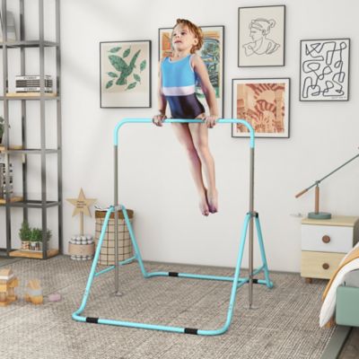 Folding Gymnastics Bar for Kids, Adjustable Height, Bubble Gum