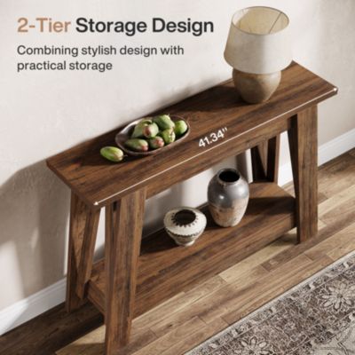 Farmhouse Entryway Table, 2-Tier Narrow Console Table Behind The Couch, Entryway Furniture