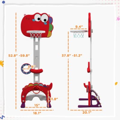 Kids Basketball Hoop, Adjustable Height 4.4-5 ft, 5 in 1 Design,