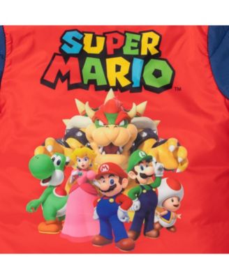 Boys SUPER MARIO Zip Up Winter Coat Puffer Jacket