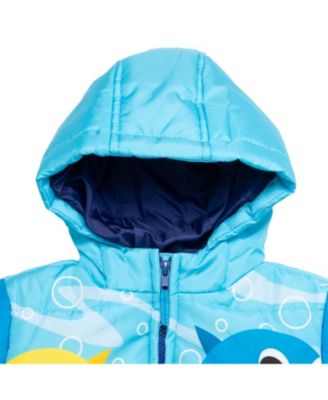 Toddler Boys Pinkfong Shark Zip Up Winter Coat Puffer Jacket