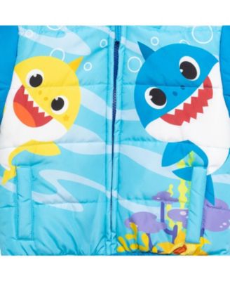 Toddler Boys Pinkfong Shark Zip Up Winter Coat Puffer Jacket