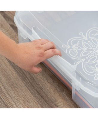 USA Fits 12" x 12" Paper Thick Portable Plastic Scrapbook Project Case with Built-in Handle