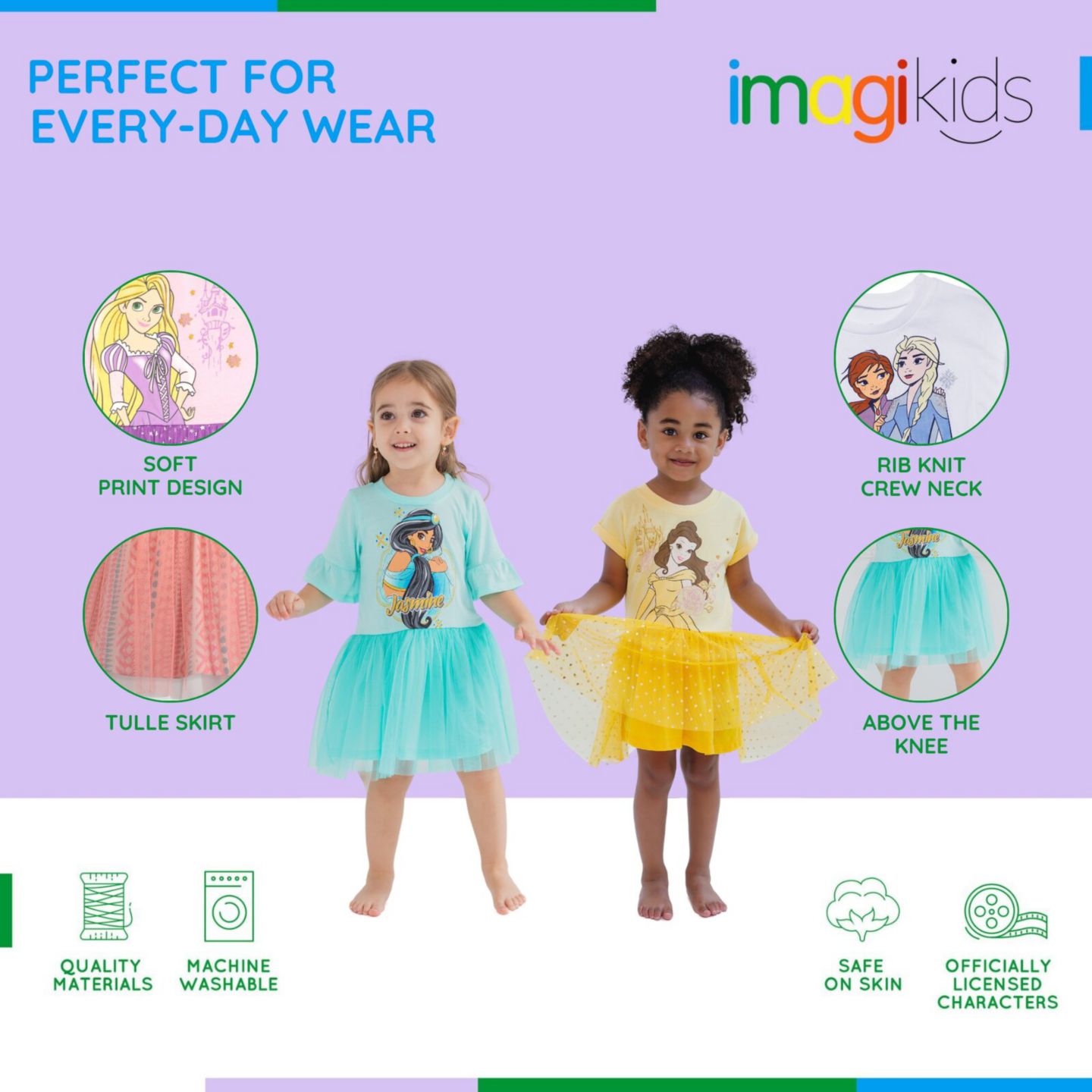 Платье Frozen Disney Princess Lion King Mermaid Moana Tulle Dress to (2T - 10-12 для девочек, цвет: Anna / Elsa — фото 2