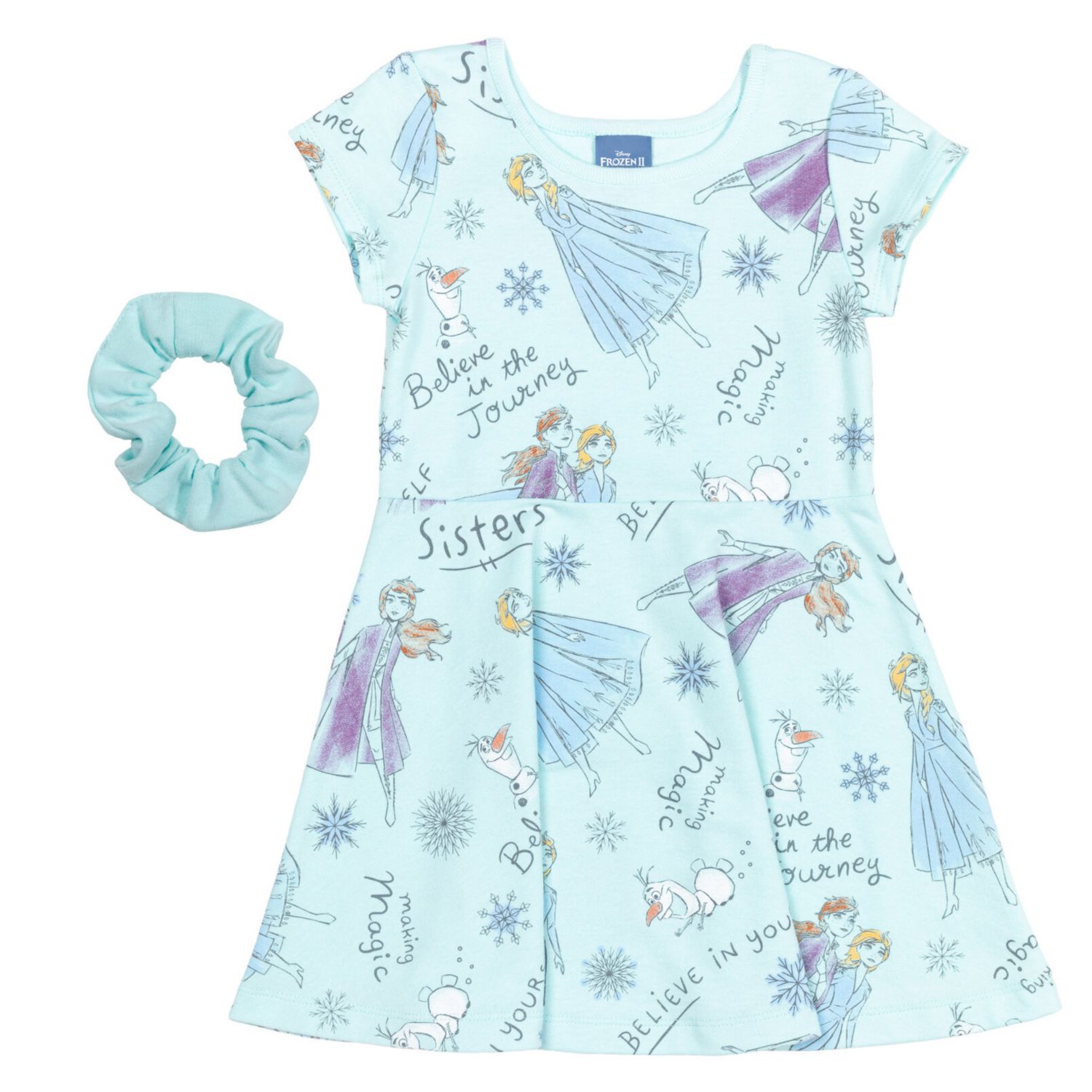 Girls Disney Princess Minnie Mouse Moana Mulan The Mermaid Cinderella Skater Dress Scrunchie to