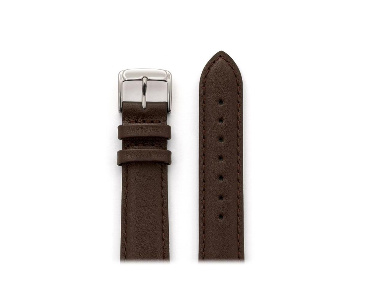 Men's Stitched Calfskin Leather Band in 16mm Brown - Open Brown