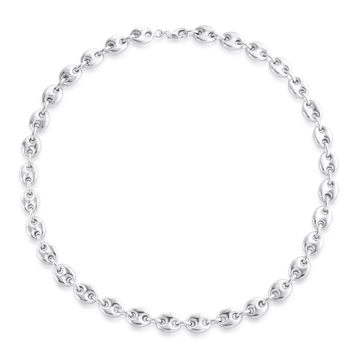 Bling Jewelry .925 Sterling Silver Nautical Anchor Link Puff Mariner Chain Choker Necklace 9MM Wide 16 Inch