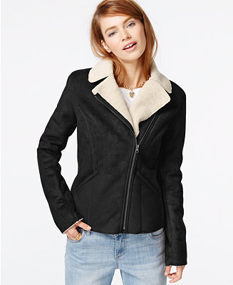 Celebrity Pink Faux-Shearling Moto Jacket - Coats - Women - Macy's