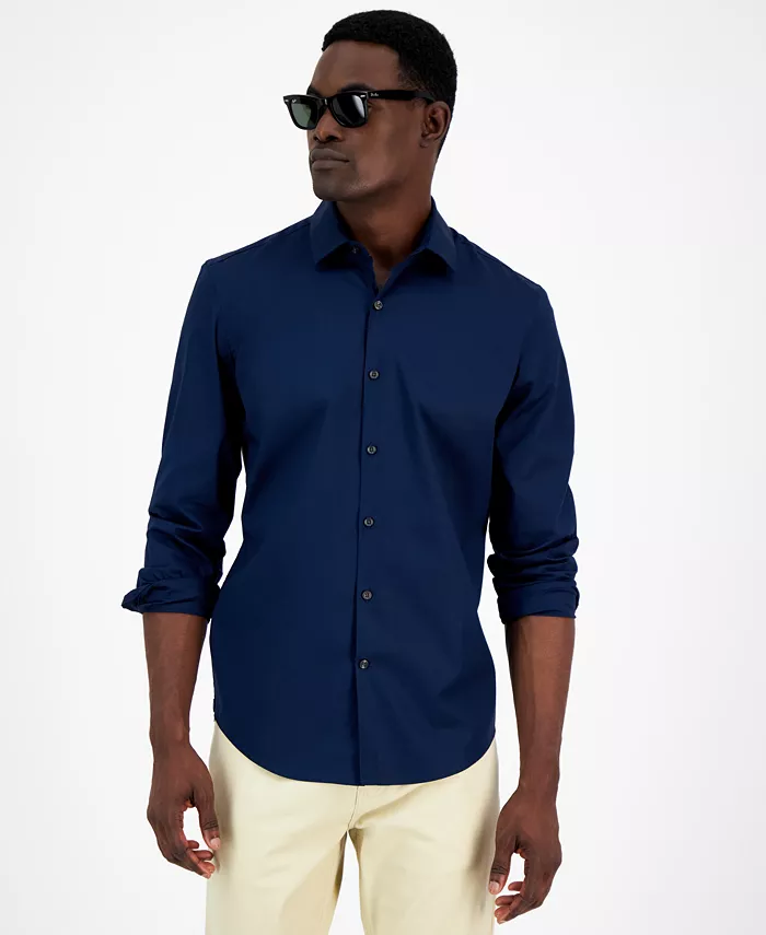 Men's Modern Classic-Fit Stretch Solid Button-Down Shirt - thumbnail 5