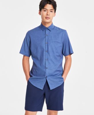 Alfani - Men's Short-Sleeve Modern Stretch Dobby Shirt