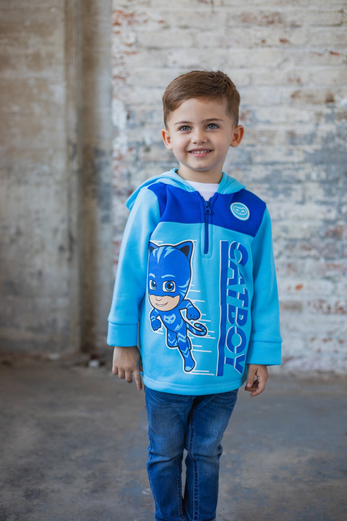 Pj Masks BoysGekko Owlette Fleece Half Zip Hoodie to - Catboy, blue