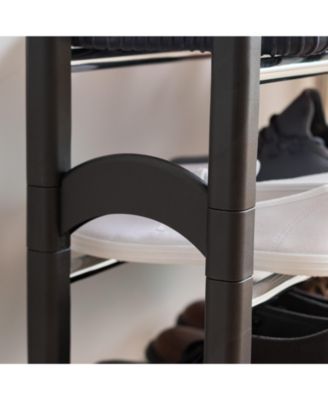 2 Tier Extendable and Stackable Freestanding Metal Shoe Racks for Entryway