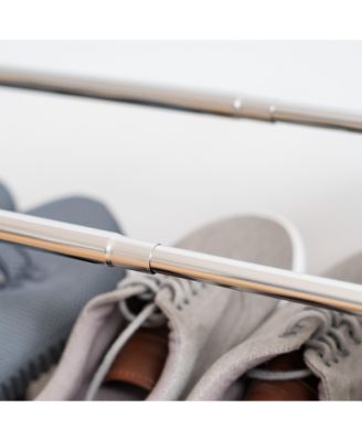 3 Tier Extendable Pine Wood and Metal Shoe Rack for Entryway, Up to 15 pairs