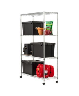 IRIS USA 4 Tier Heavy Duty Steel Wire Storage Shelving with Removable ...