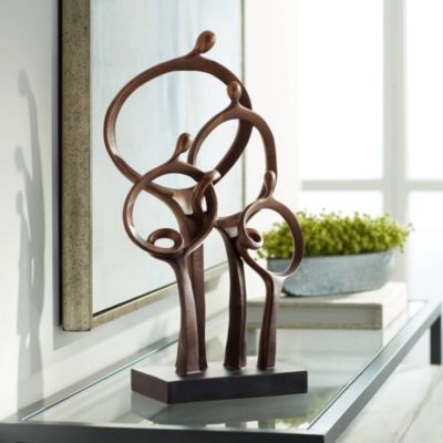 Abstract Family Modern Rustic Standing Sculpture Tall 19 1/4" High Bronze Brown Cast Resin for Living Room Dining Bathroom Bedroom Office End Table Book-Shelf Mantle Dresser