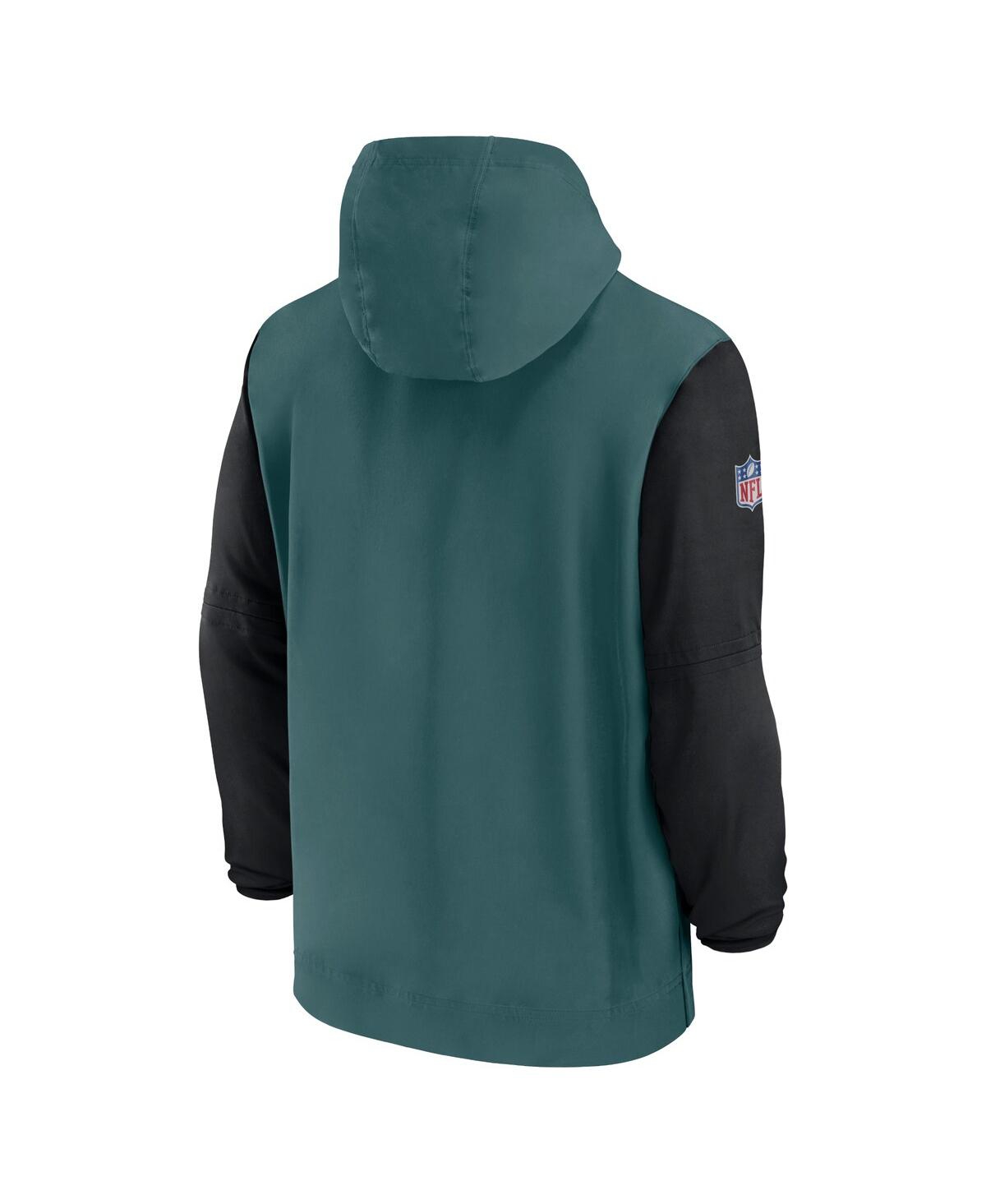 Nike Men's MidnightBlack Philadelphia Eagles 2024/25 Sideline Pre-Game Player 1/2-Zip Hoodie Jacket - Green, Black