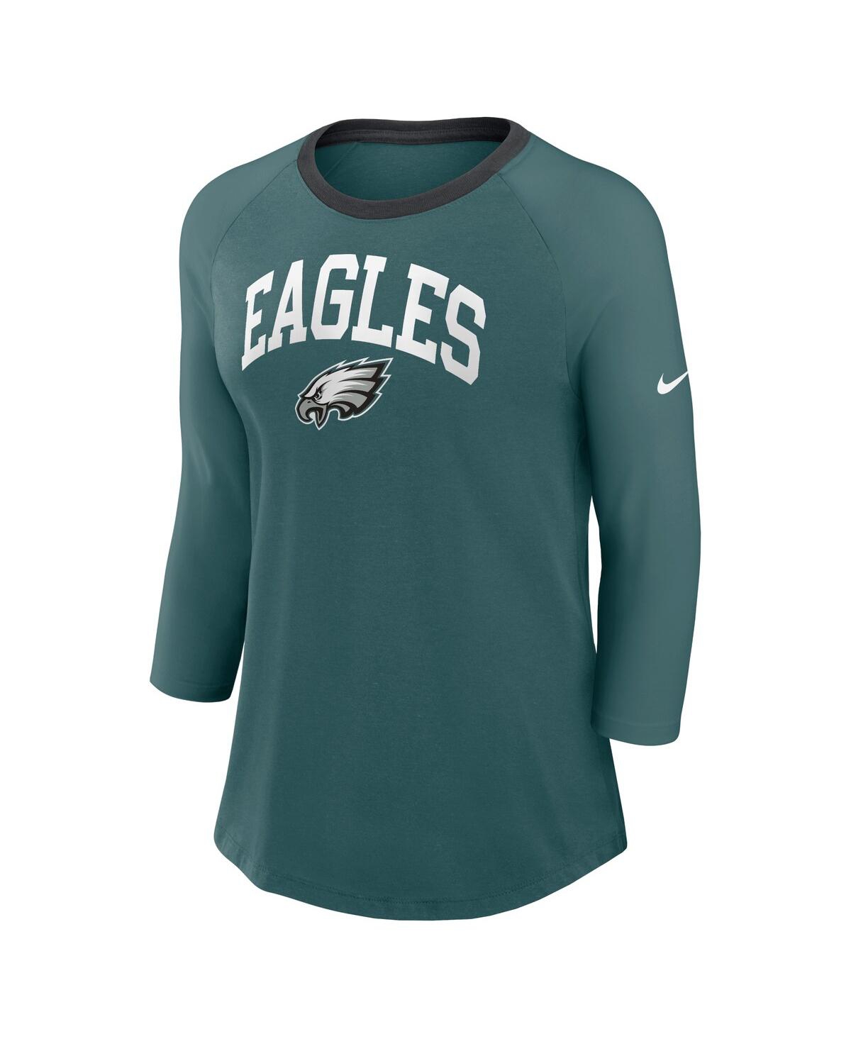 Nike Women's MidnightPhiladelphia Eagles Raglan 3/4 Sleeve T-Shirt - Green