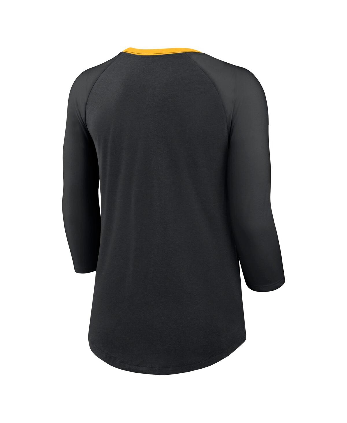 Nike Women's Black Pittsburgh Steelers Raglan 3/4 Sleeve T-shirt In Black